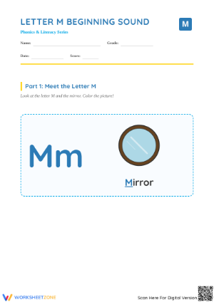 Essential Letter M Beginning Sound Worksheet | Grade K-2