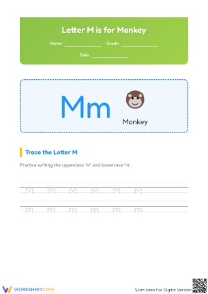 Letter M Beginning Sound Worksheet | Grade K-1 Printable