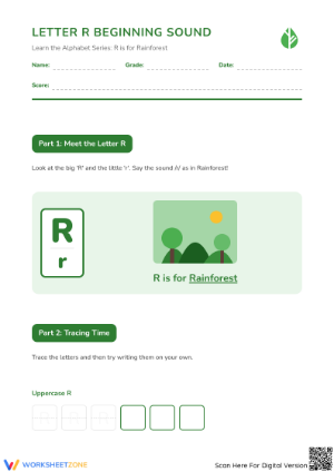 Letter R Beginning Sound Worksheet | Grade K-2 Essential