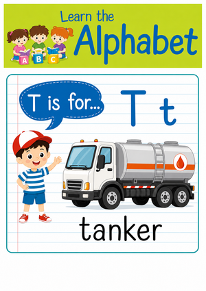 T Is for Tanker Alphabet Picture Card