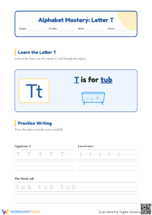 Essential Letter T Beginning Sound Worksheet | Grade K-1