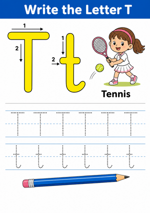Letter T Tracing Worksheet | Printable Grade K ELA