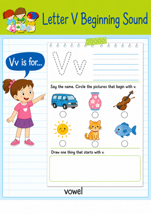 Letter V Beginning Sound Worksheet | Essential Phonics