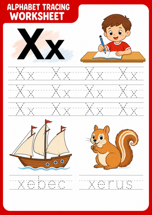 Essential Letter X Tracing Worksheet | Kindergarten ELA