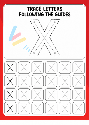 Letter X Tracing Worksheet | Printable Kindergarten ELA