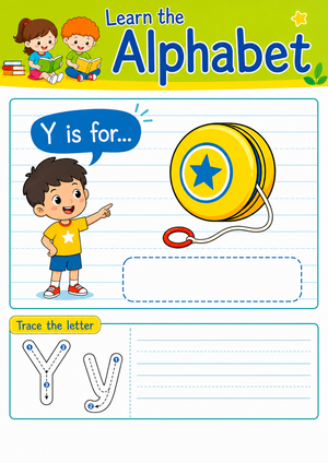 Grade K Letter Y — Printable No-Prep Worksheet