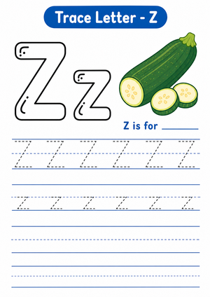 Printable Letter Z Tracing Worksheet | Grade K ELA