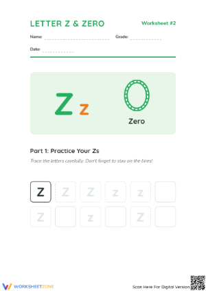 Letter Z Beginning Sound Worksheet | Essential Grade K-2