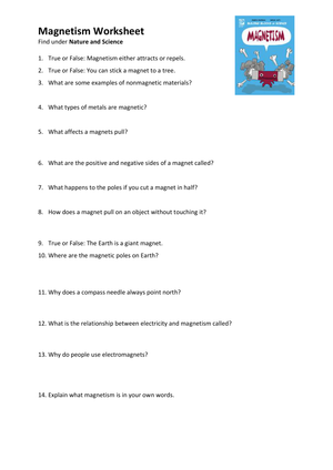 Grade 3 Magnetism — Printable No-Prep Worksheet
