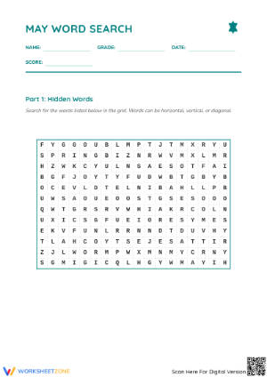 Grade 3 May Vocabulary — Printable No-Prep Worksheet
