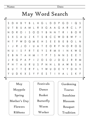 May Word Search Printable: Essential Spring Vocabulary