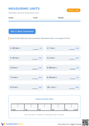 Printable Metric Conversion Worksheet | Grade 4 Math