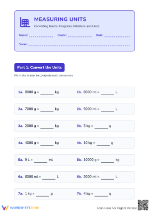 Printable Metric Units Conversion Worksheet | Grade 4 Math