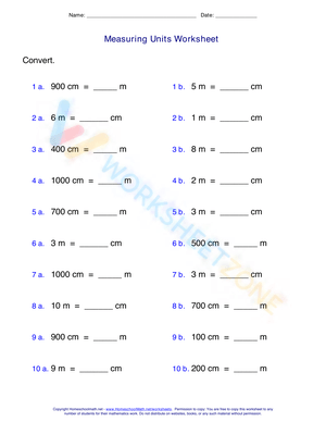 Measuring Units Worksheet 2