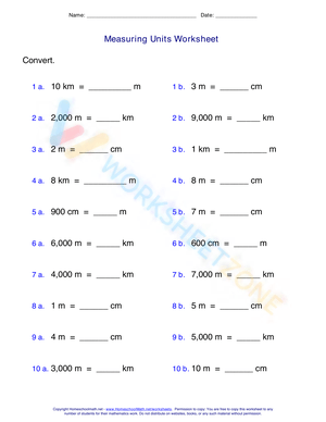 Measuring Units Worksheet 4
