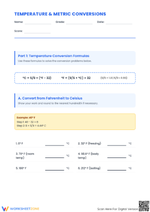 Metric and Temperature Conversion Worksheet | Grade 6 Ready