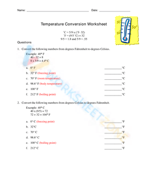 Metric Worksheets Temp And Conversions