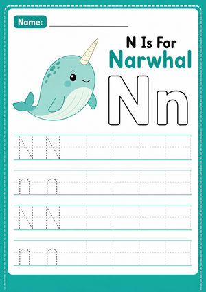 Printable Letter N Tracing Worksheet | Kindergarten ELA