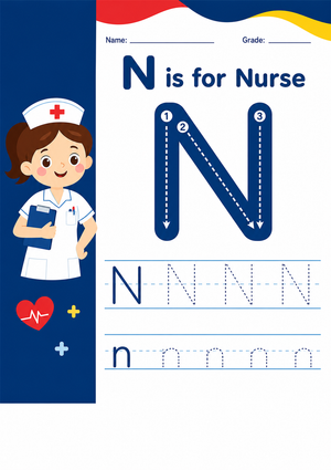Letter N Tracing Worksheet | Grade K Printable