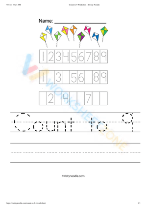 Number 9 worksheet 8
