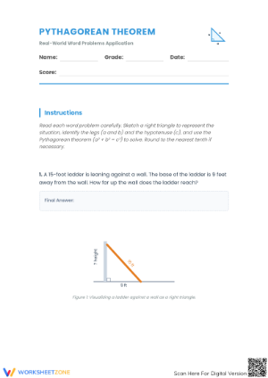 Printable Pythagorean Theorem Word Problems | Grade 8 Math