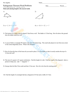Pythagorean Theorem Word Problems 7