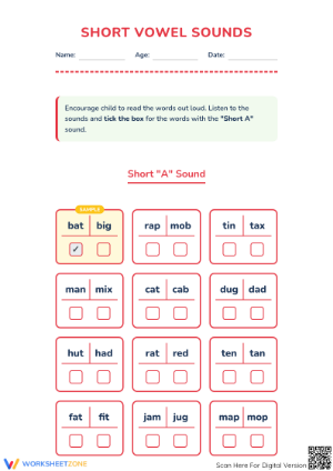 Short A Sound Phonics Worksheet | Grade 1 Essential