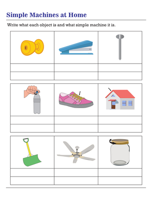 Simple Machines at Home Worksheet | Grade 1 Essential