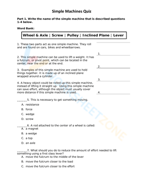 Simple Machines Quiz