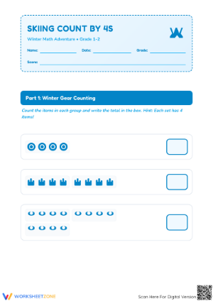 Skip Counting by 4s Printable Worksheet | Grade 2 Math