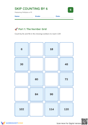 Essential Skip Counting by 6 Worksheet | Grade 2 Math