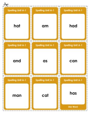 Printable Short A Spelling Flashcards | Grade 1