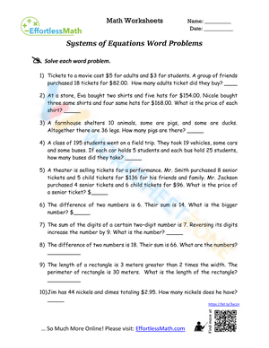 Systems of Equations Word Problems