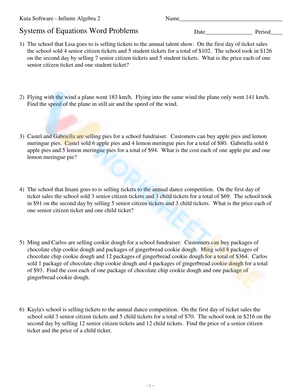Systems of Equations Word Problems 2