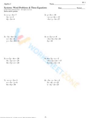 Systems of Equations Word Problems 3