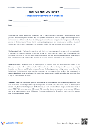 Essential Temperature Conversion Worksheet: High School Science