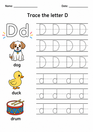 Letter D Tracing Worksheet | Essential Grade K-2 Phonics