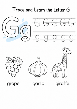 Grade K Letter G Tracing — Printable No-Prep Worksheet