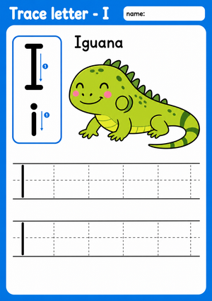Trace Letter I Worksheet | Grade K-2 Essential