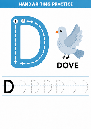 Trace Letter D - Practice Handwriting Skills