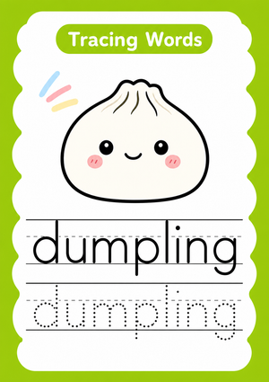 Printable Dumpling Word Tracing | Grade K ELA