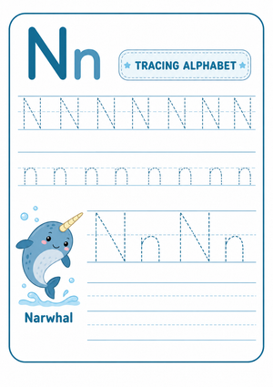 Printable Letter N Tracing Worksheet | Grade K ELA