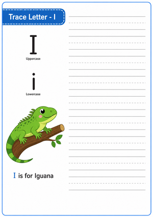 Letter I Tracing Worksheet | Printable Kindergarten ELA