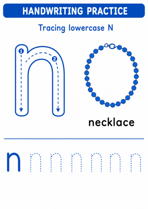 Printable Lowercase N Tracing Worksheet | Grade K