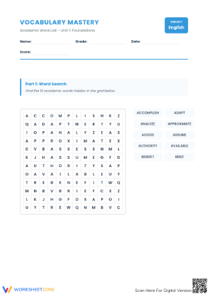 Essential Academic Vocabulary Worksheet | Grade 6 ELA