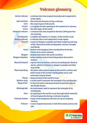 Volcano vocabulary