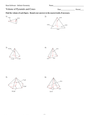 Grade 10 Volume of Pyramids & Cones — Printable Worksheet