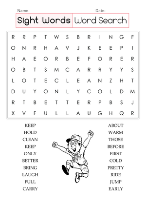 Printable Sight Words Word Search | Grade 3 ELA