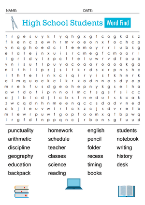 Grade 9 Vocabulary — Printable No-Prep Word Search