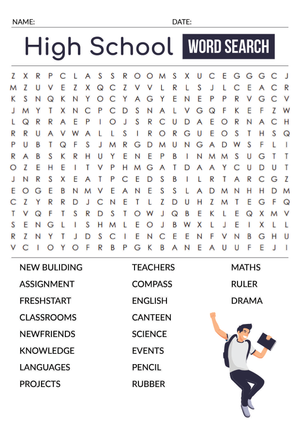 High School Word Search: Printable Vocabulary Activity
